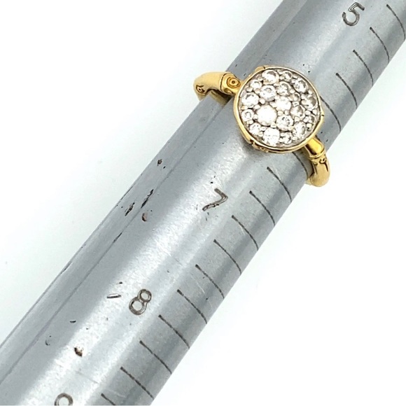 John Hardy 18k Yellow Gold Metallic Bamboo Diamomd Ring - Picture 7 of 8